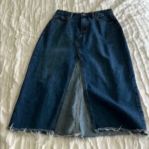Old Navy Dark Blue Denim A-Line Midi Skirt